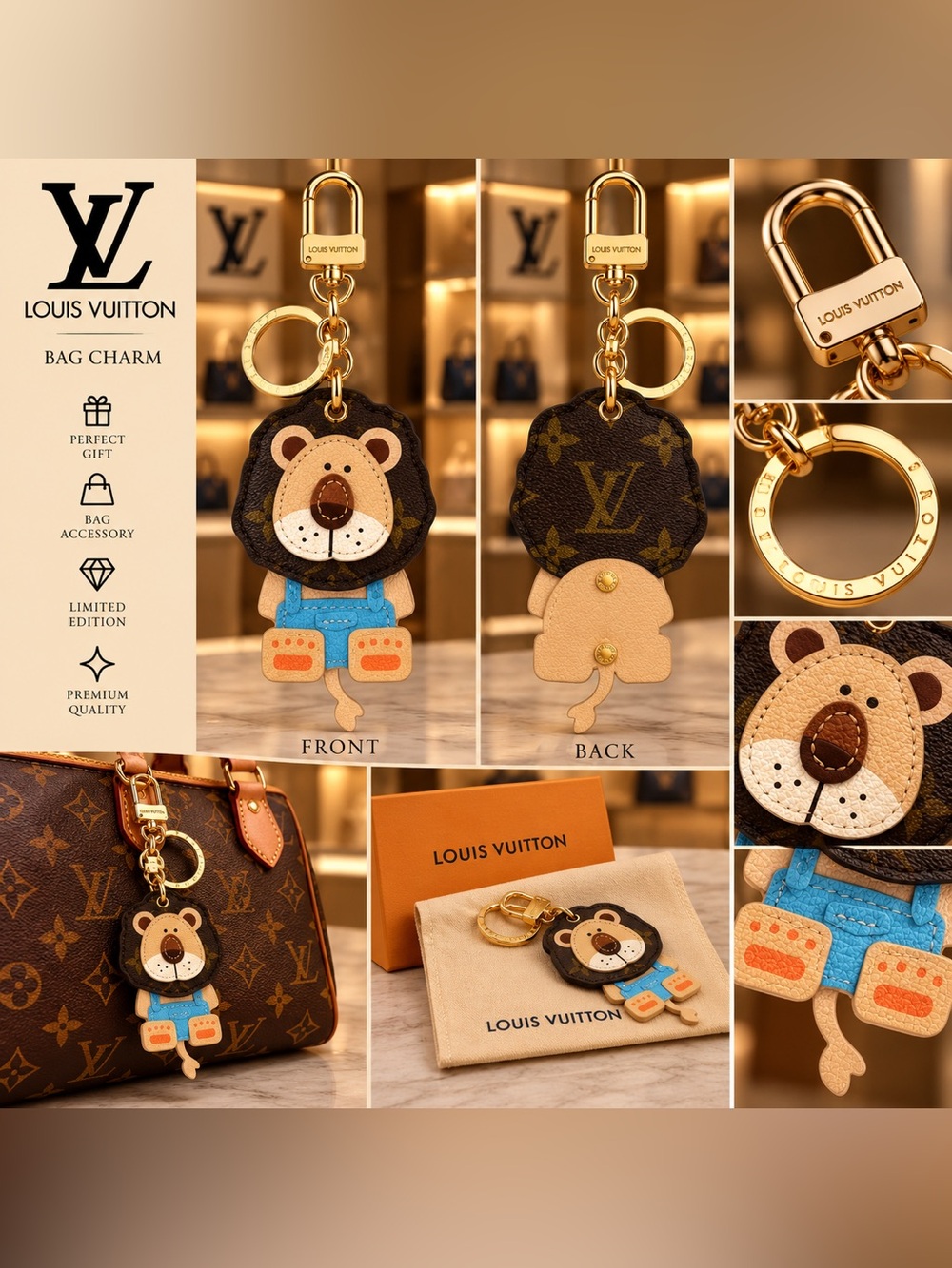 Lion Keychain Bag Charm